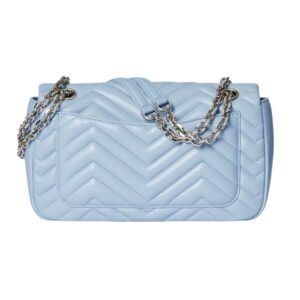 GUCCI GG MARMONT MEDIUM SHOULDER BAG LIGHT BLUE LEATHER