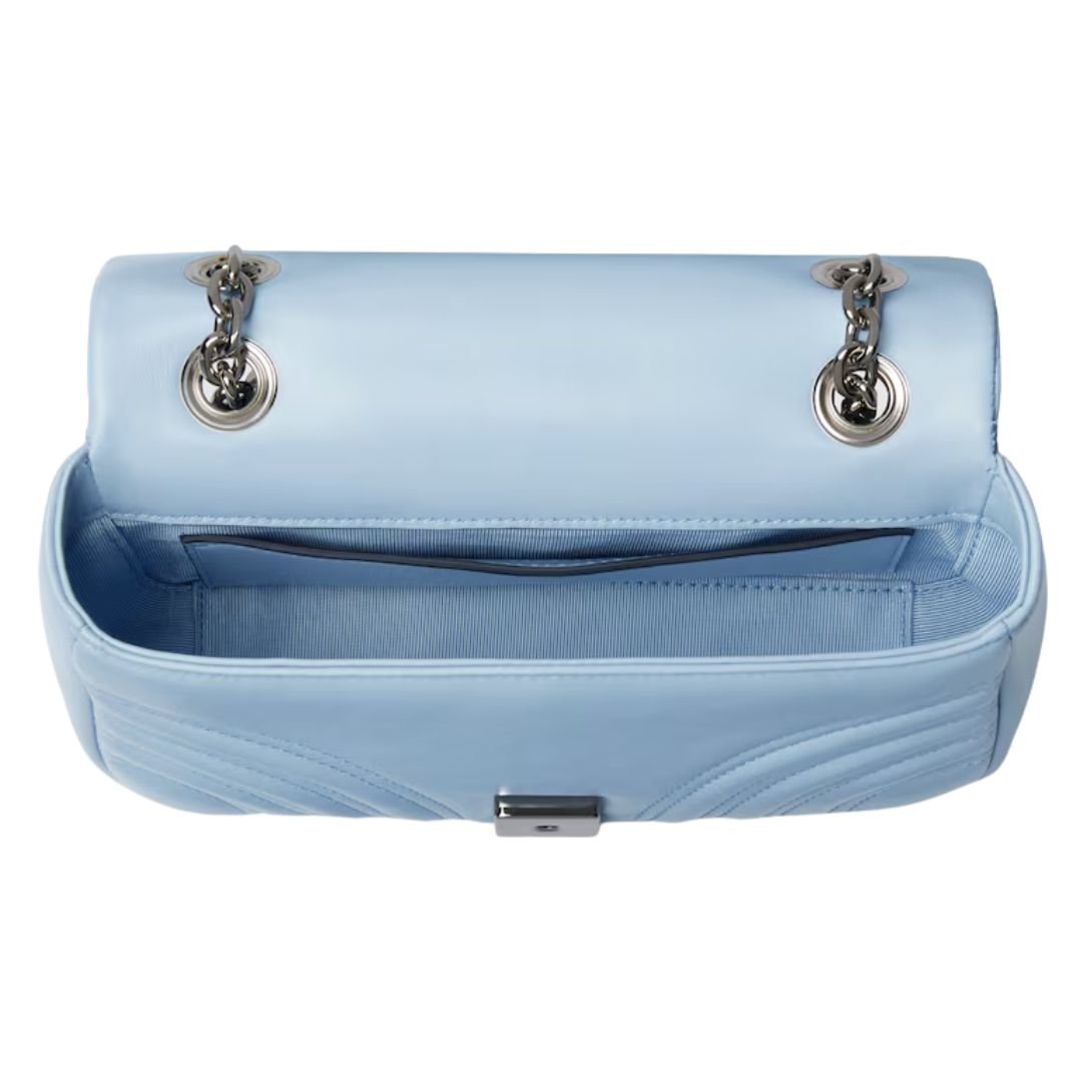 GUCCI SMALL GG MARMONT SHOULDER BAG LIGHT BLUE
