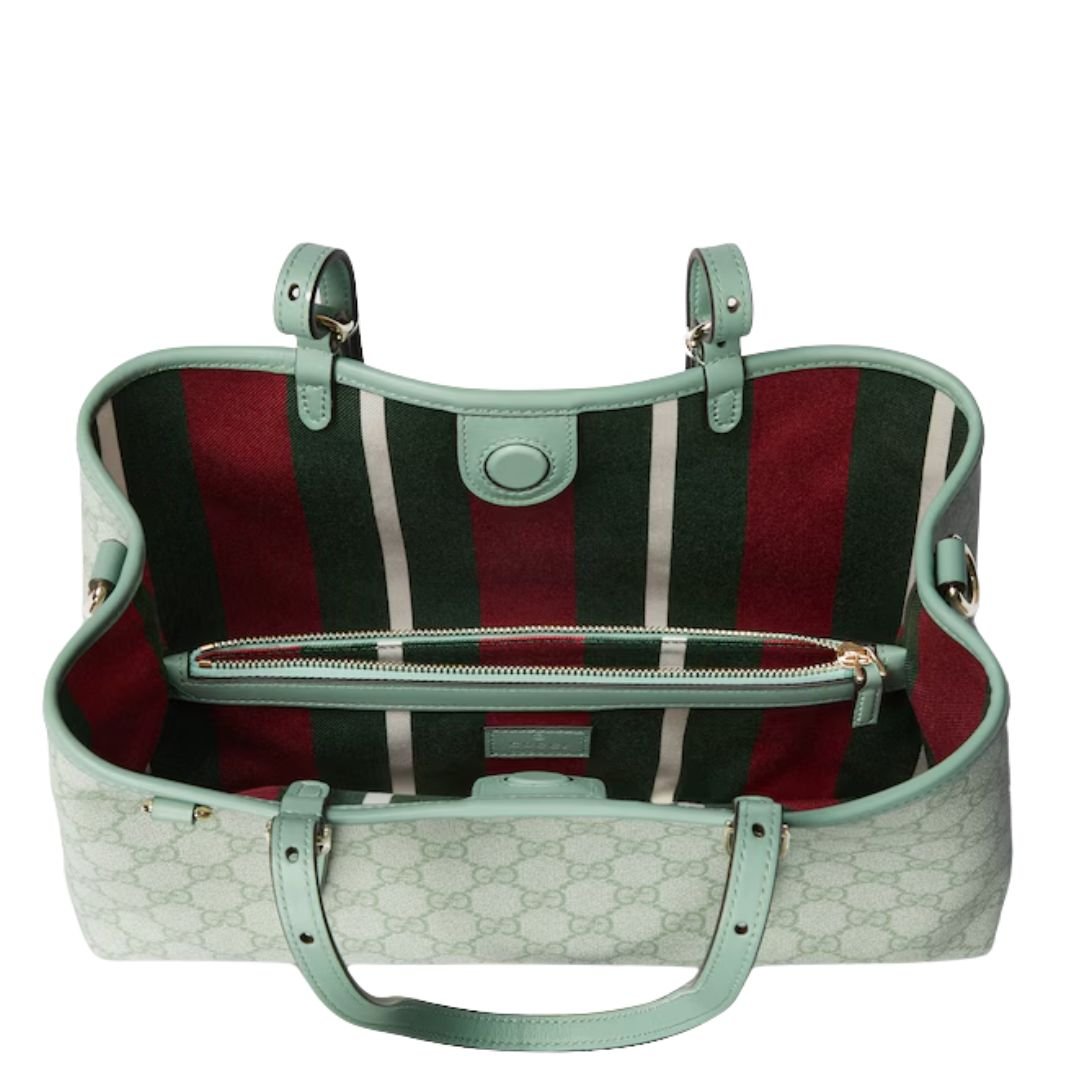 GUCCI GG EMBLEM MEDIUM TOTE BAG SAGE GREEN
