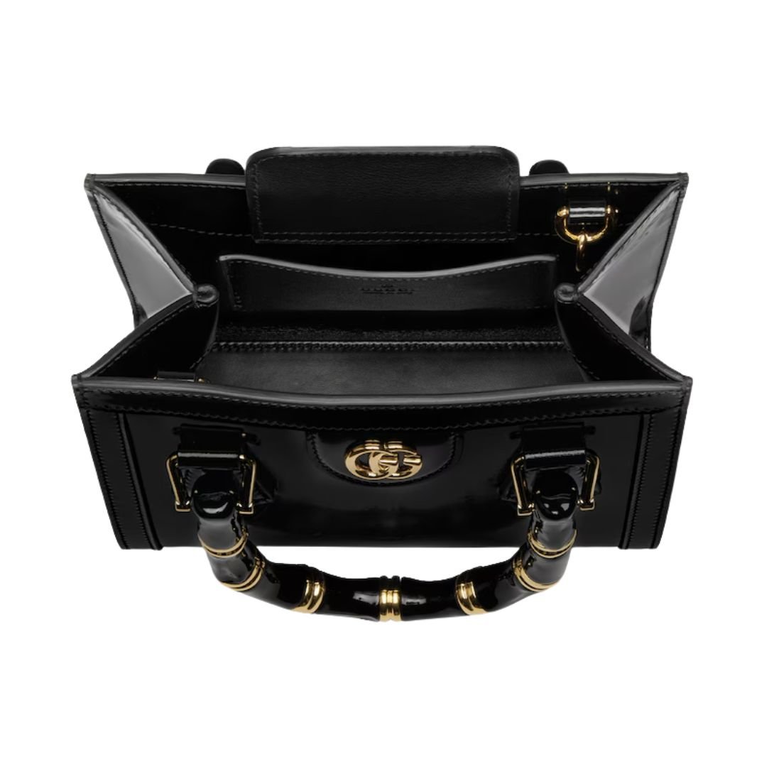 GUCCI DIANA SMALL TOTE BAG BLACK LEATHER