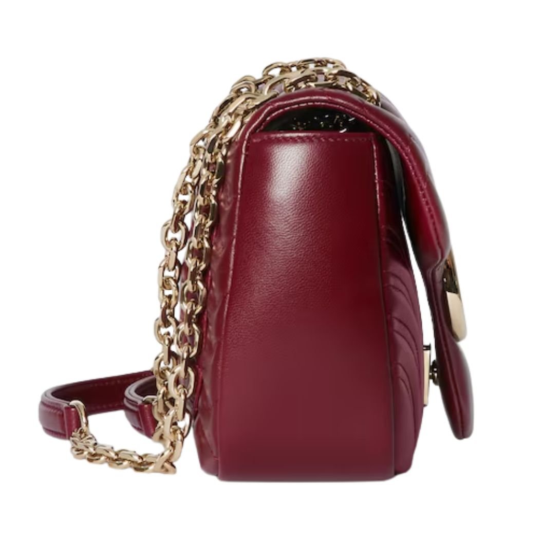 GUCCI GG MARMONT MEDIUM SHOULDER BAG ROSSO ANCORA RED