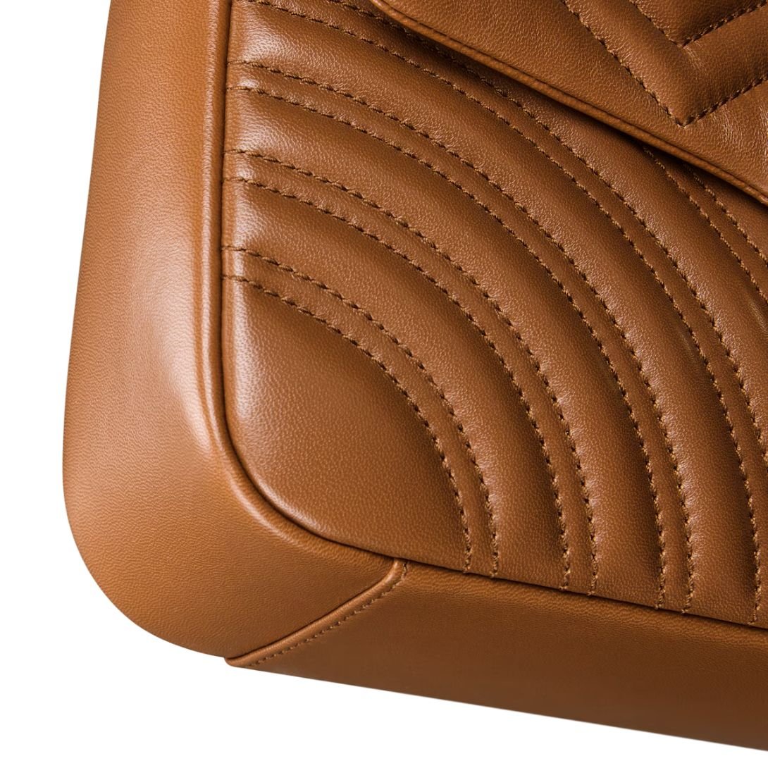 GUCCI GG MARMONT MEDIUM SHOULDER BAG BROWN LEATHER