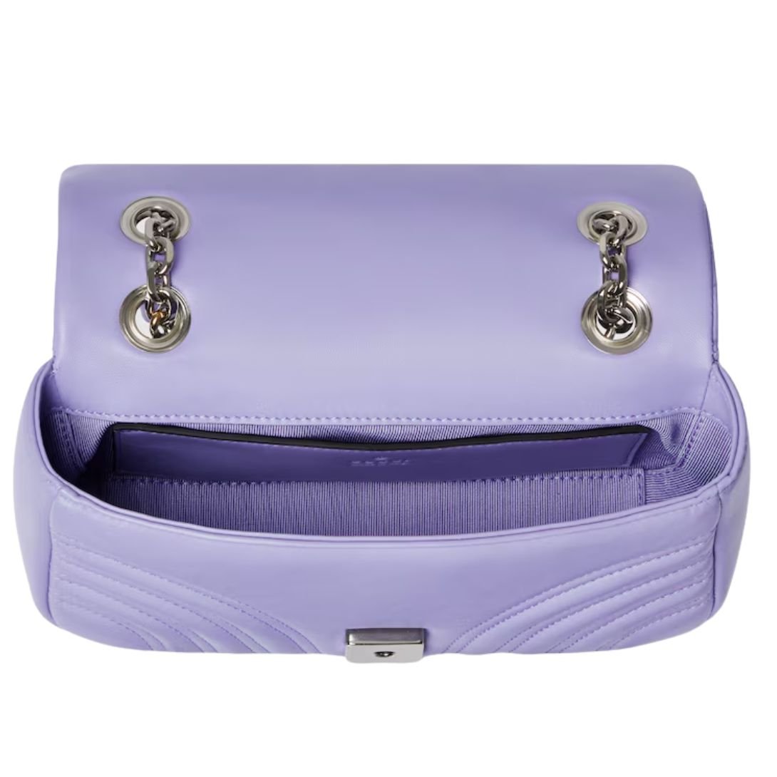 GUCCI SMALL GG MARMONT SHOULDER BAG LILAC LEATHER