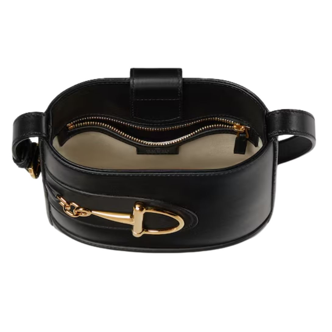 GUCCI 73 MINI BUCKET BAG BLACK LEATHER