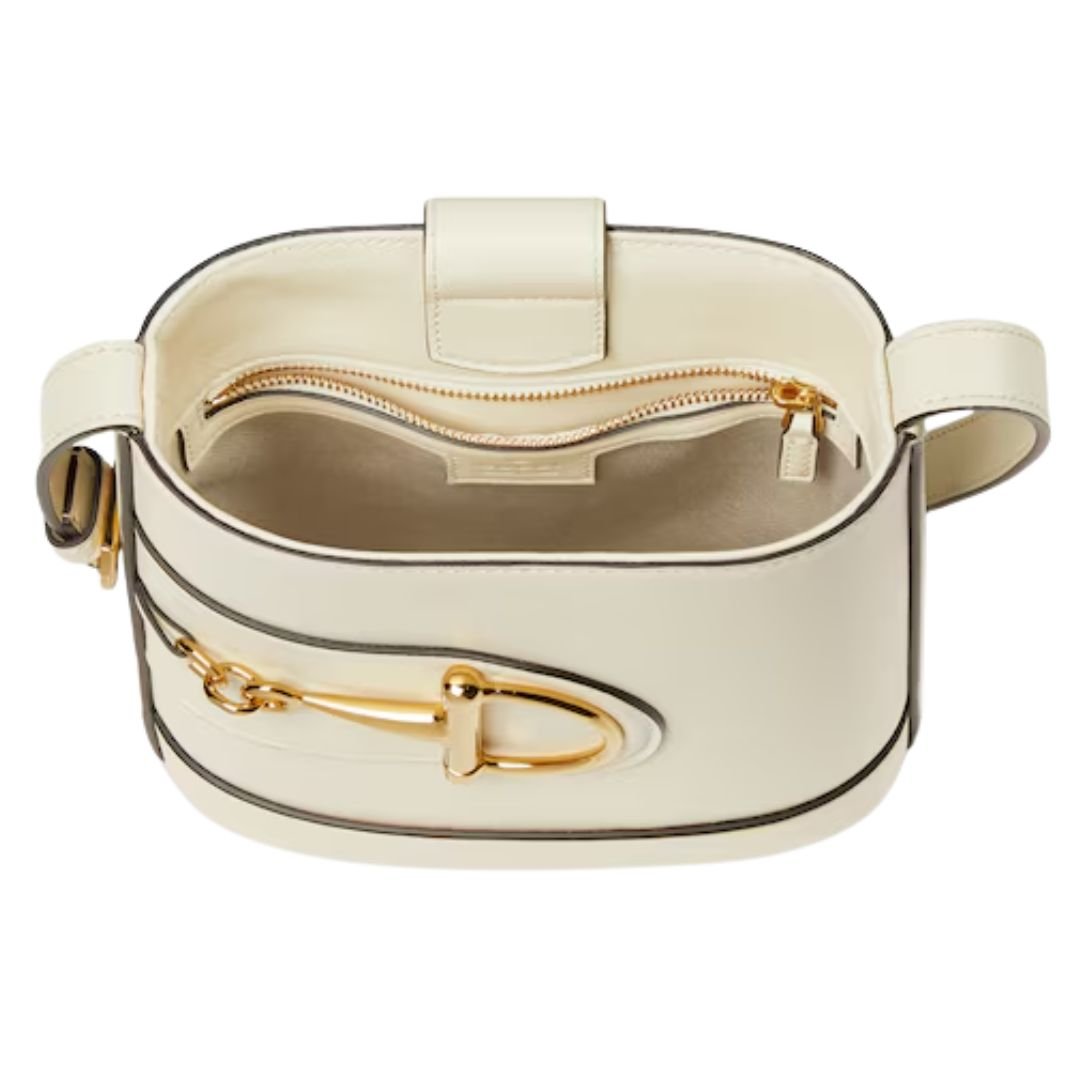 GUCCI 73 MINI BUCKET BAG WHITE LEATHER