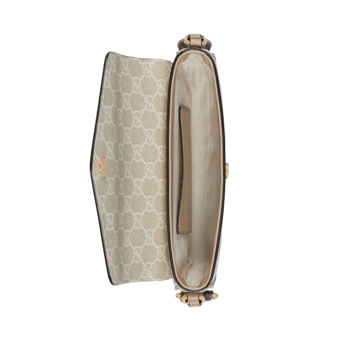 GUCCI OPHIDIA POCHETTE BEIGE AND OATMEAL
