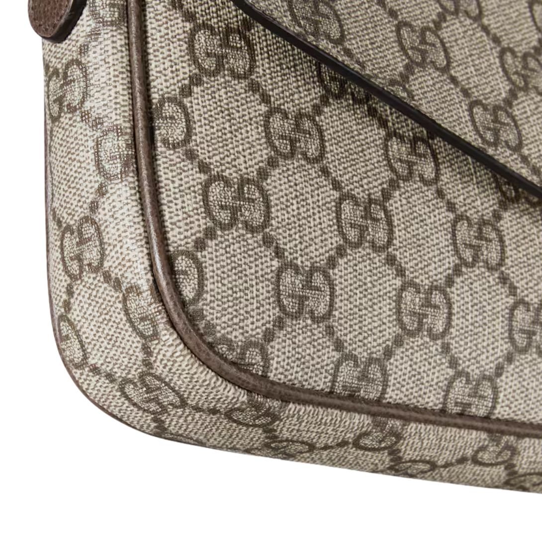 GUCCI OPHIDIA POCHETTE BEIGE AND EBONY