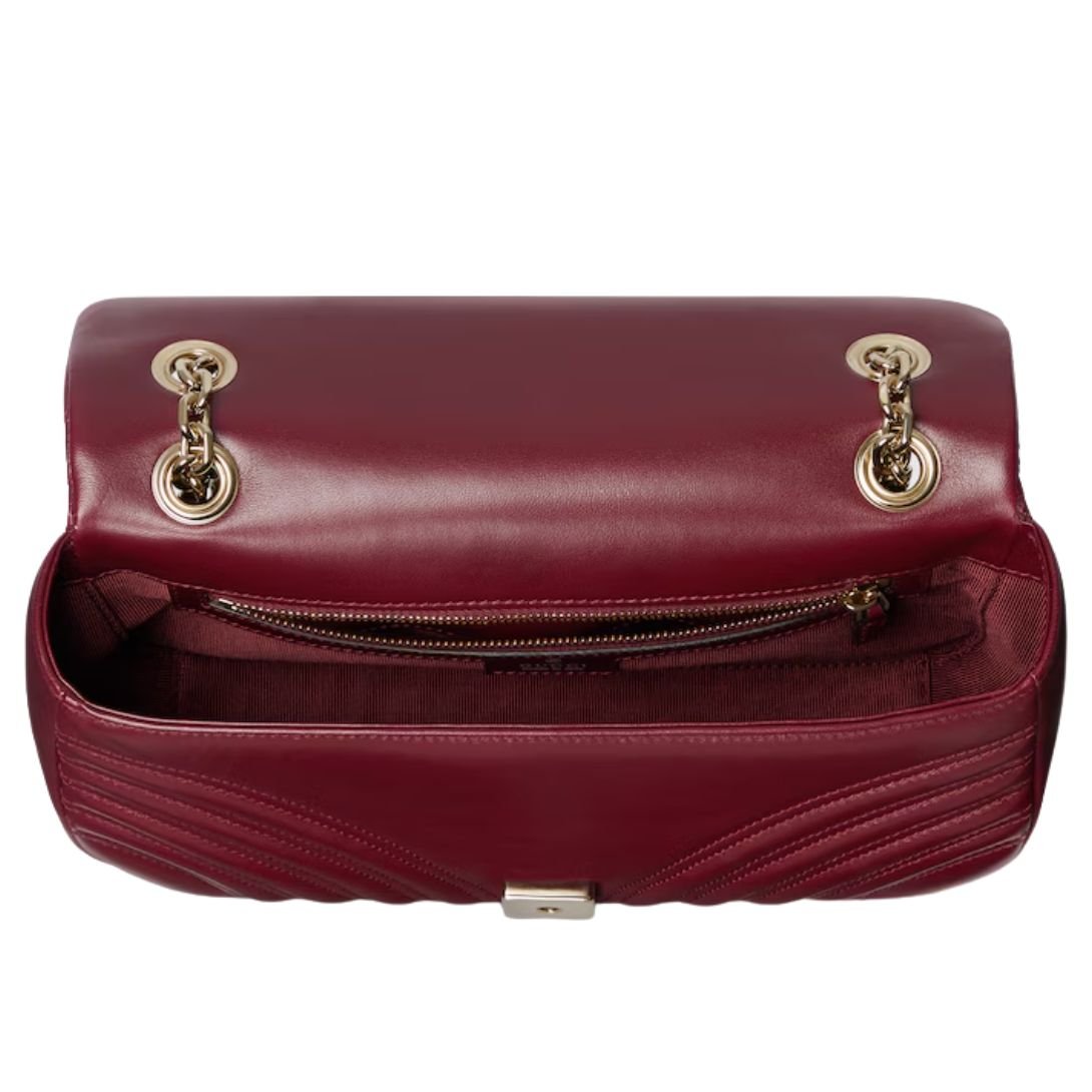 GUCCI GG MARMONT MEDIUM SHOULDER BAG ROSSO ANCORA RED