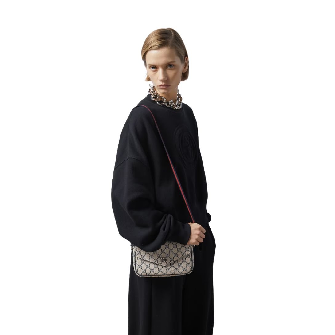 GUCCI OPHIDIA POCHETTE BEIGE AND BLUE