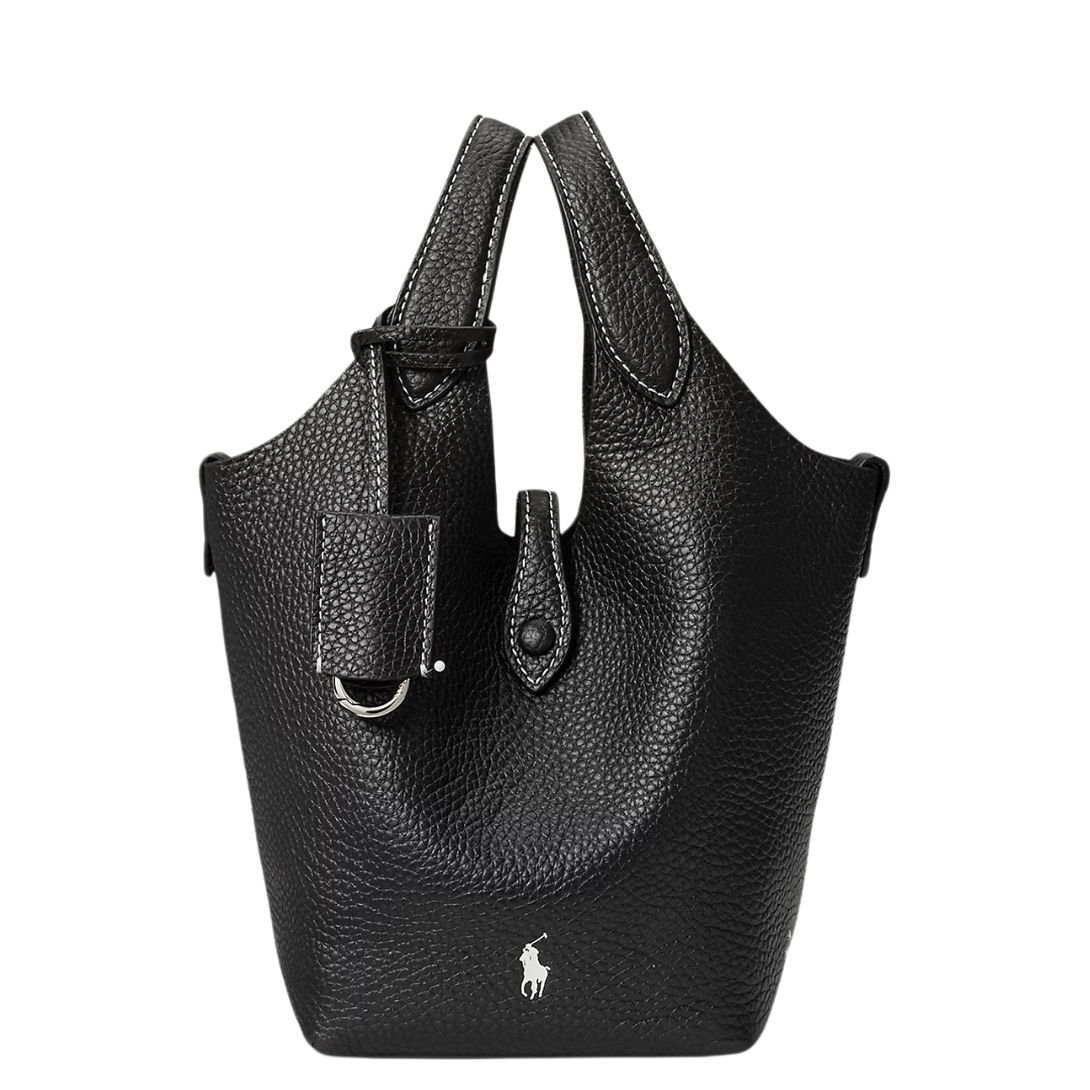 RALPH LAUREN WOMEN'S POLO PLAY LEATHER SMALL TOTE & CROSSBODY BLACK