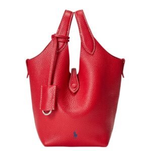 RALPH LAUREN WOMEN’S POLO PLAY LEATHER SMALL TOTE & CROSSBODY CHERRY
