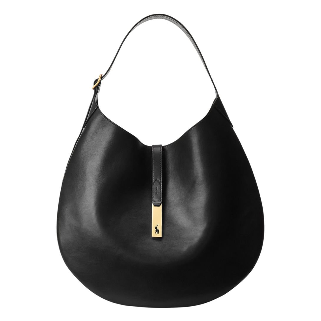RALPH LAUREN WOMEN'S POLO ID LARGE HOBO SHOULDER BAG BLACK
