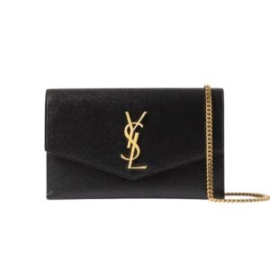 SAINT LAURENT UPTOWN LEATHER SHOULDER BAG WOMEN BLACK