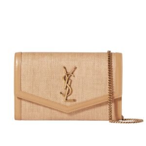 SAINT LAURENT WOMEN’S UPTOWN RAFFIA SHOULDER BAG