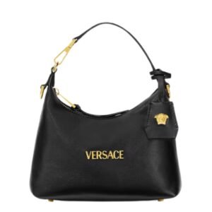 VERSACE TAG HOBO HANDBAG BLACK