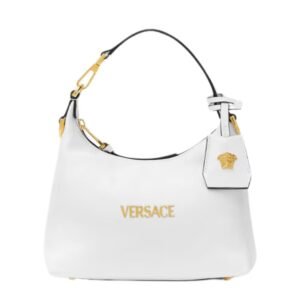 VERSACE TAG HOBO HANDBAG WHITE