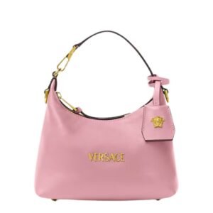 VERSACE TAG HOBO HANDBAG LIGHT PINK