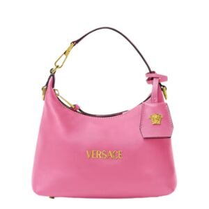 VERSACE TAG HOBO HANDBAG PINK