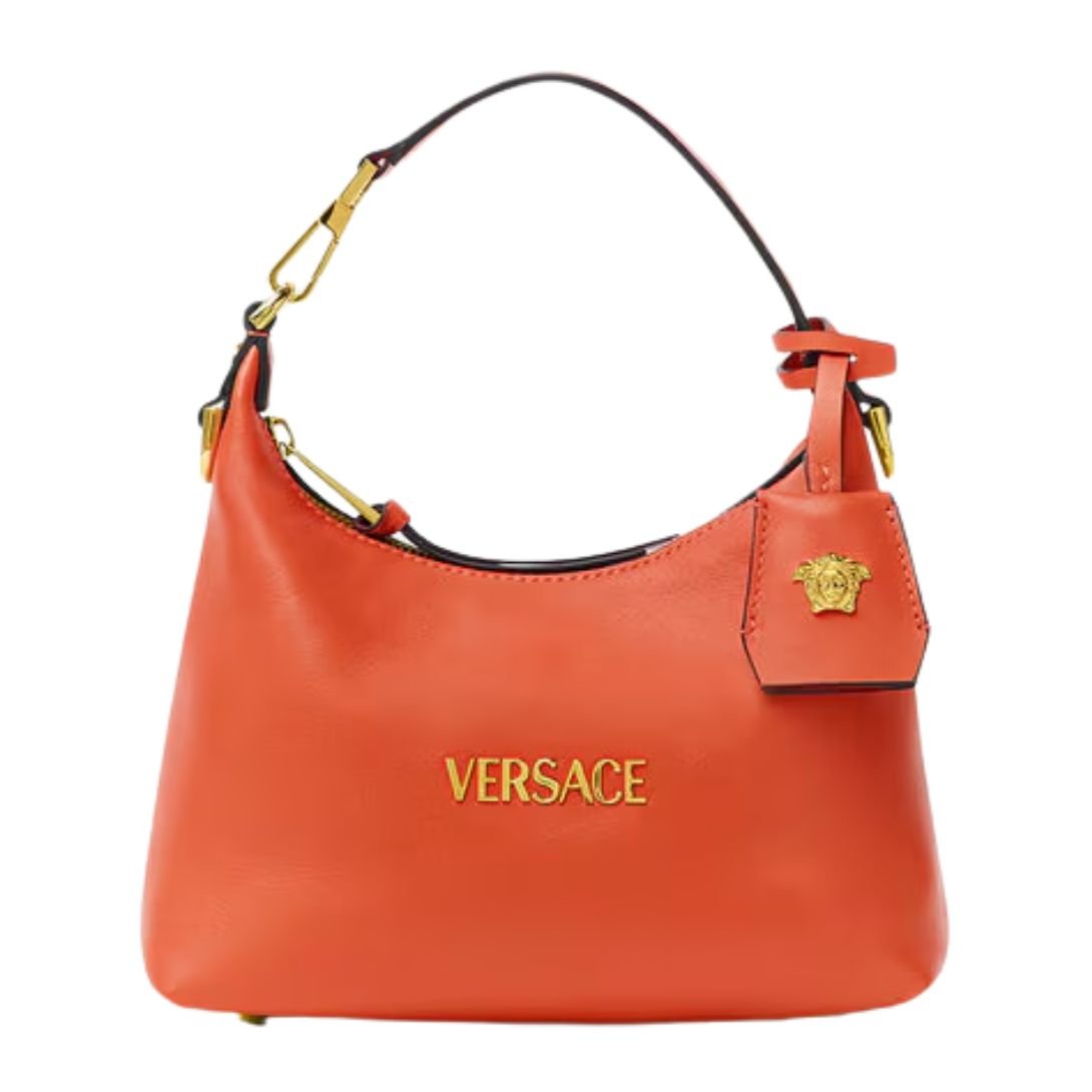 VERSACE TAG HOBO HANDBAG ORANGE