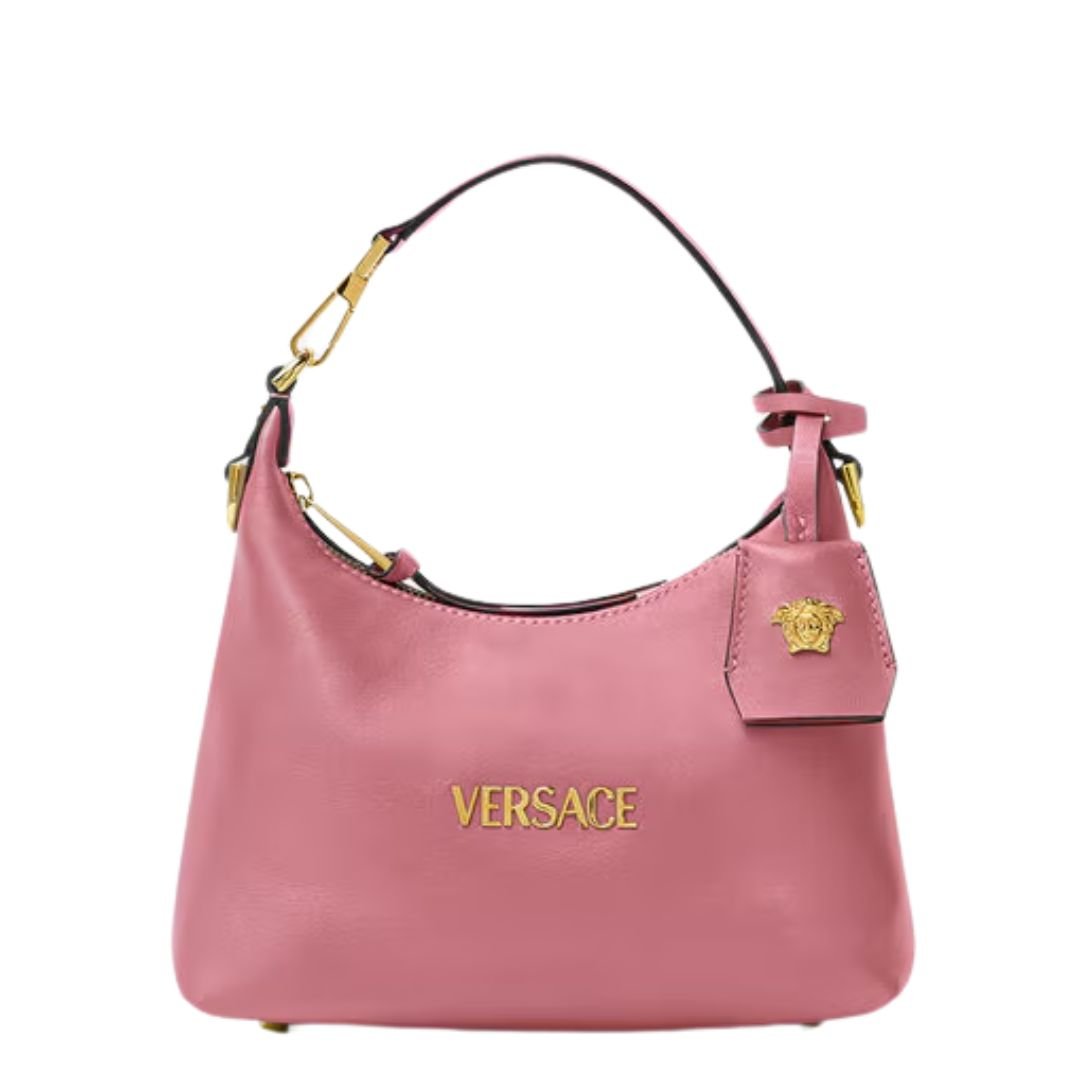 VERSACE TAG HOBO HANDBAG PINK