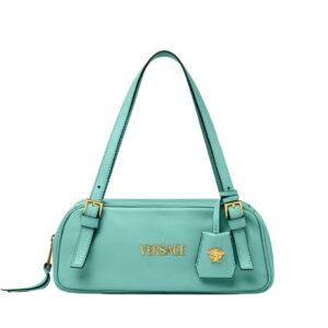VERSACE TAG BOWLING SHOULDER BAG TURQOISE