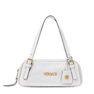 VERSACE TAG BOWLING SHOULDER BAG WHITE