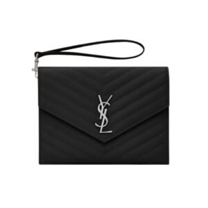 SAINT LAURENT CASSANDRE MATELASSE FLAP POUCH WOMEN SILVER