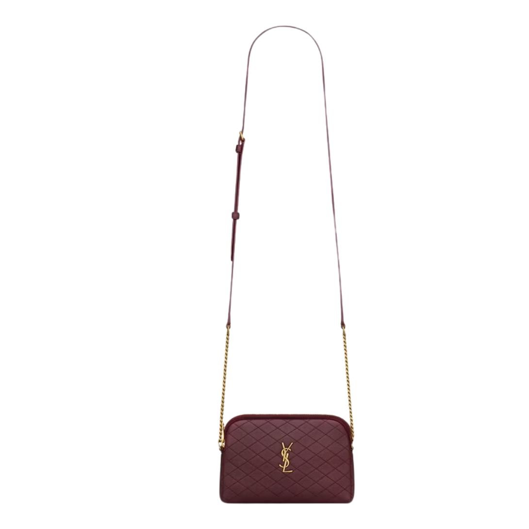 WOMEN SAINT LAURENT GABY ZIPPED POUCH IN LAMBSKIN ROUGE CABERNET