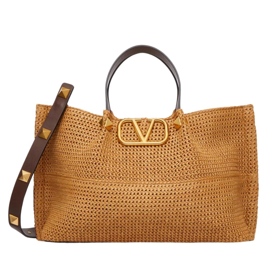 VALENTINO GARAVANI WOMEN'S MEDIUM SHOPPING BAG IN RAFFIA