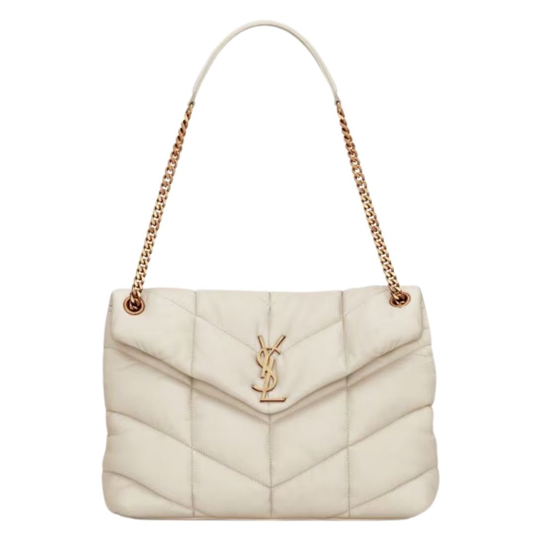 SAINT LAURENT WOMEN'S PUFFER MEDIUM SHOULDER BAG BLANC VINTAGE
