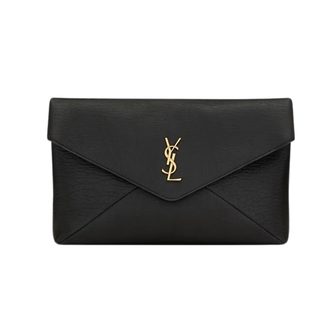SAINT LAURENT WOMEN'S CASSANDRE LARGE ENVELOPE POUCH IN LAMBSKIN BLACK