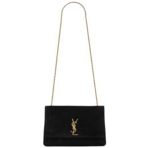 SAINT LAURENT WOMEN’S KATE MEDIUM REVERSIBLE SHOULDER BAG IN SUEDE BLACK