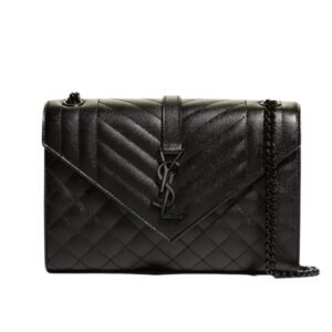 WOMEN’S SAINT LAURENT ENVELOPE TRIQUILT MEDIUM YSL SHOULDER BAG IN GRAINED LEATHER