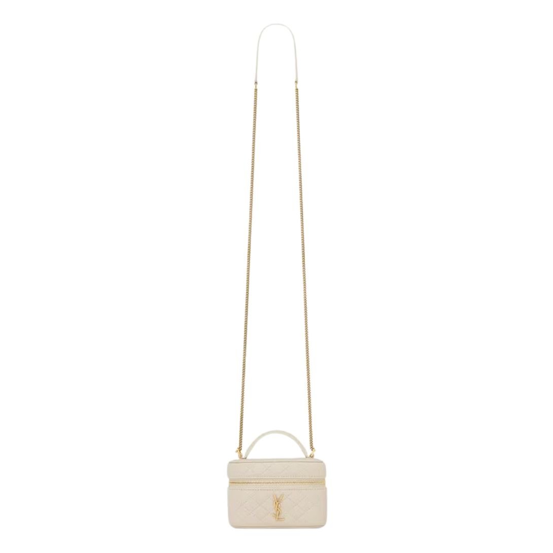 WOMEN SAINT LAURENT GABY MICRO VANITY BAG IN LAMBSKIN BLANC VINTAGE