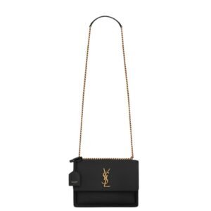 SAINT LAURENT SUNSET LEATHER TOP HANDLE BAG NOIR