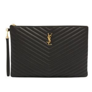 WOMEN’S SAINT LAURENT YSL MONOGRAM LARGE POUCH IN SMOOTH LEATHER