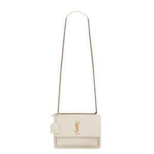 SAINT LAURENT SUNSET LEATHER TOP HANDLE BAG BLANC VINTAGE