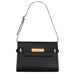 SAINT LAURENT WOMEN’S MANHATTAN SMALL SHOULDER BAG IN SMOOTH LEATHER BLACK