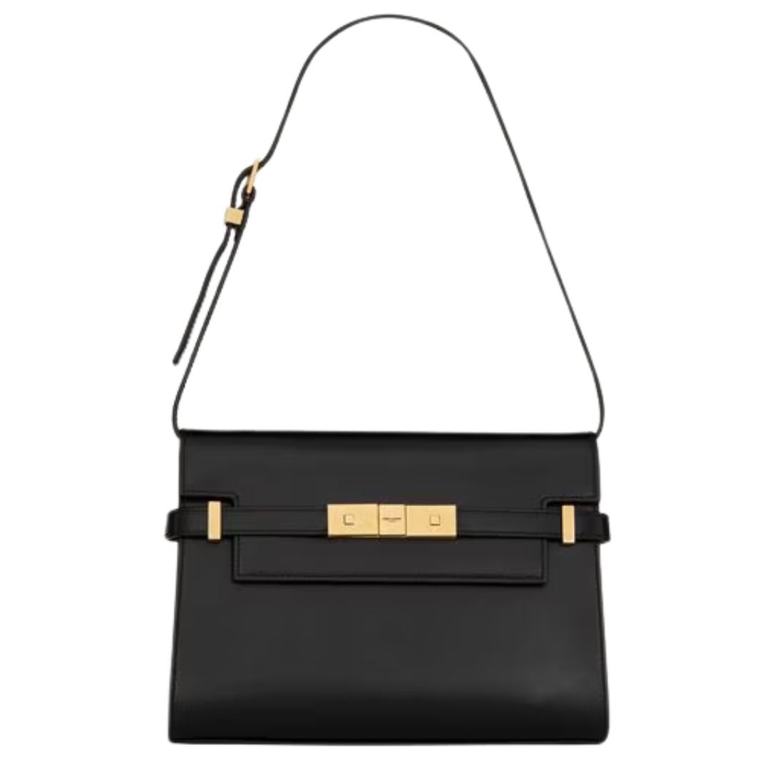 SAINT LAURENT WOMEN'S MANHATTAN SMALL SHOULDER BAG IN SMOOTH LEATHER BLACK