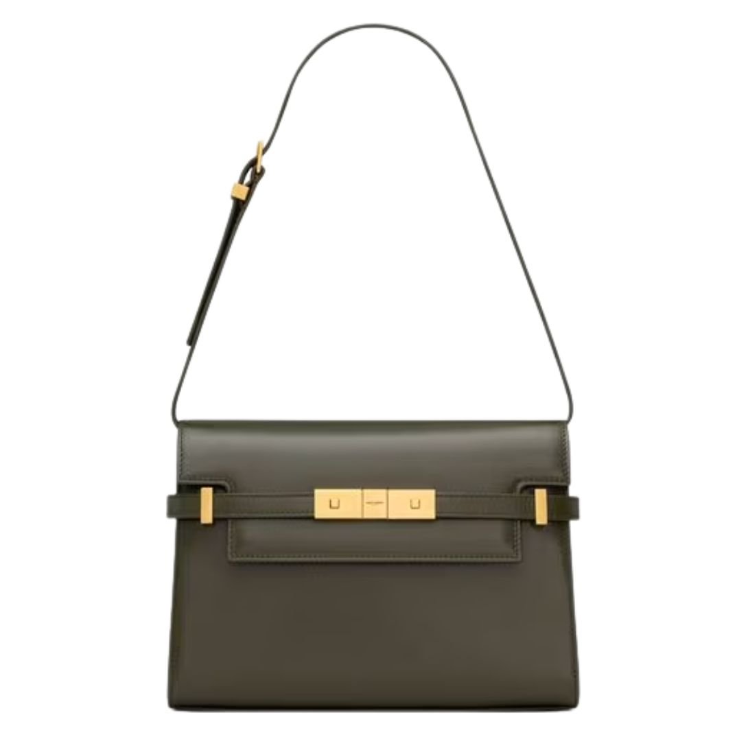 SAINT LAURENT WOMEN'S MANHATTAN SMALL SHOULDER BAG IN SMOOTH LEATHER LIGHT MUSK
