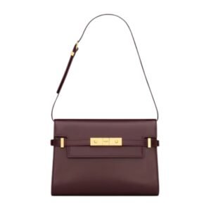 SAINT LAURENT WOMEN’S MANHATTAN SMALL SHOULDER BAG IN SMOOTH LEATHER ROUGE CABERNET
