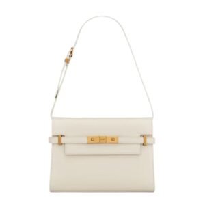 SAINT LAURENT WOMEN’S MANHATTAN SMALL SHOULDER BAG IN SMOOTH LEATHER BLANC VINTAGE