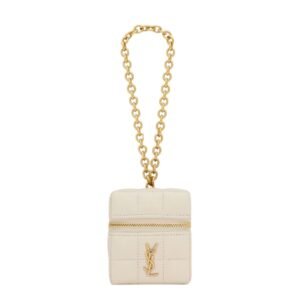 SAINT LAURENT WOMEN’S CASSANDRE MATELASSE CARRE MINI CUBE ON CHAIN CREMA SOFT