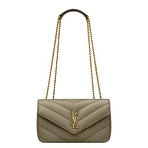 WOMEN SAINT LAURENT LOULOU SMALL IN MATELASSÉ LAMBSKIN DARK STRONG MOSS