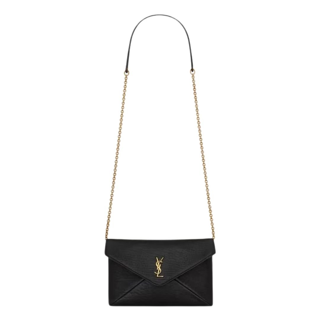 SAINT LAURENT WOMEN'S CASSANDRE CHAIN POUCH IN LAMBSKIN BLACK