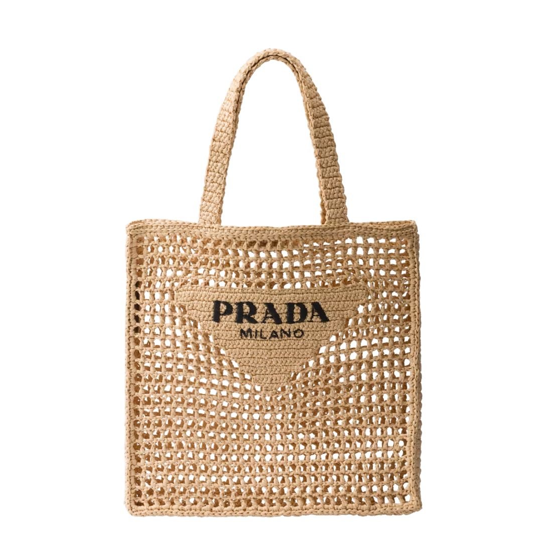 PRADA RAFFIA TOTE BAG WOMEN NATURAL