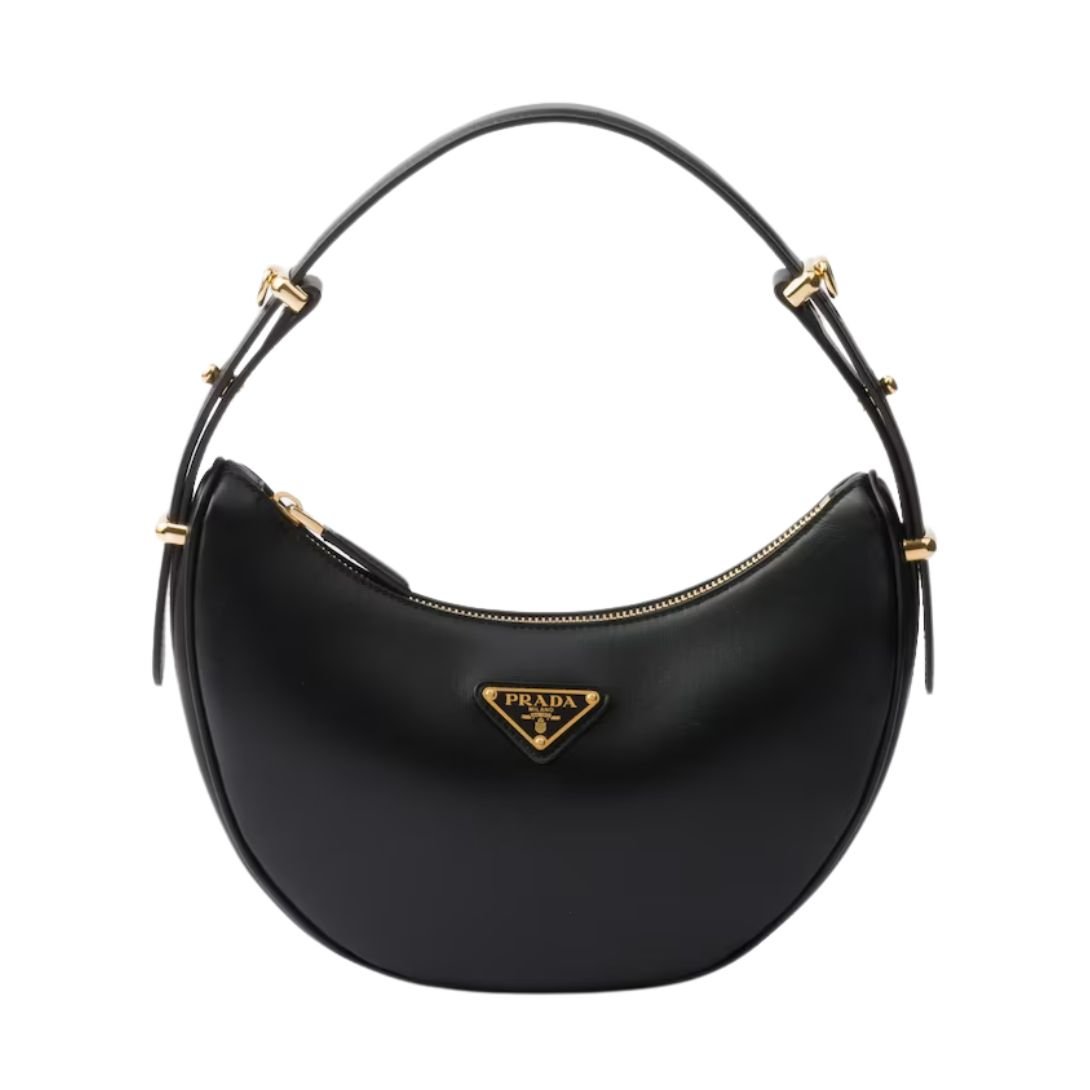 PRADA WOMEN'S ARQUÉ LEATHER SHOULDER BAG BLACK