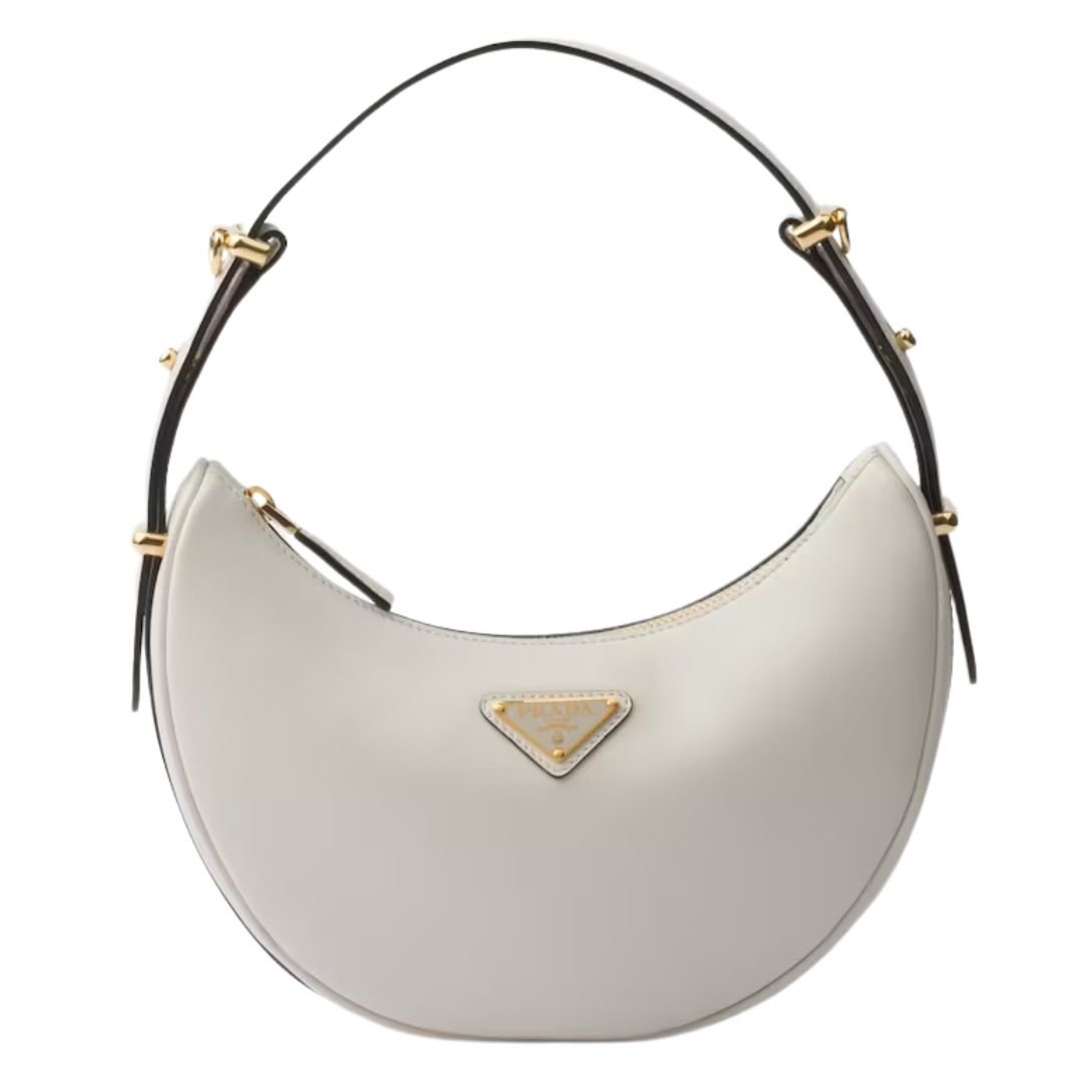 PRADA WOMEN'S ARQUÉ LEATHER SHOULDER BAG WHITE
