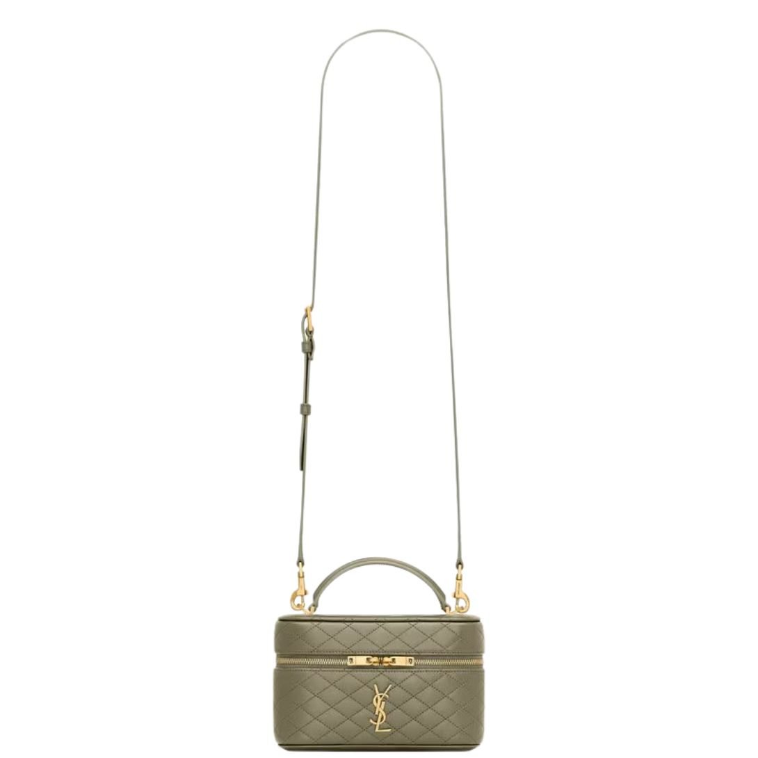 SAINT LAURENT GABY VANITY BAG IN STRONG MOSS LAMBSKIN