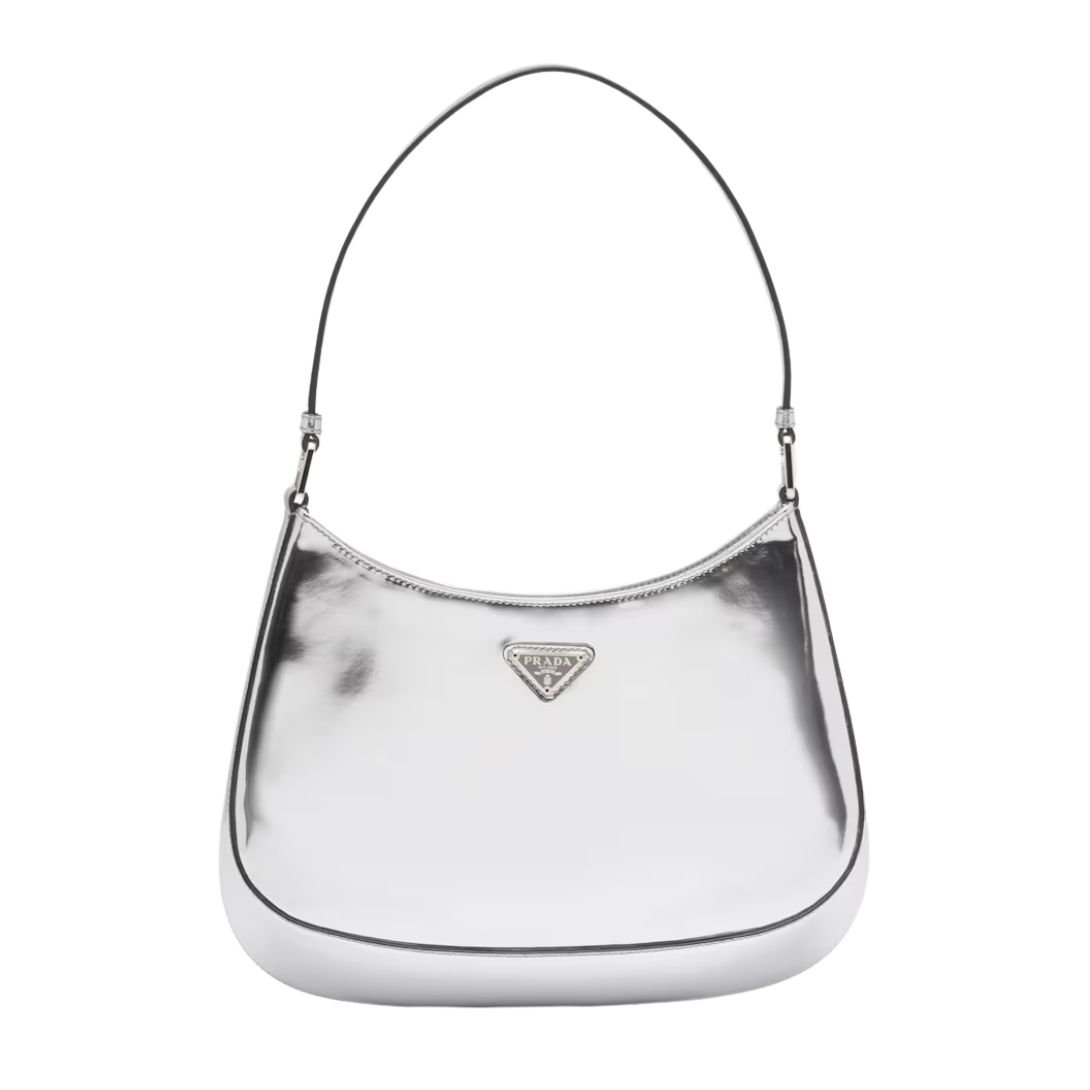 PRADA CLEO LEATHER SHOULDER BAG WOMEN SILVER